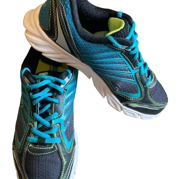 Fila Women's Black Neon Blue Lace Up DLS Foam Cool Max Running Shoes Sz 7 #215i - Picture 4 of 10